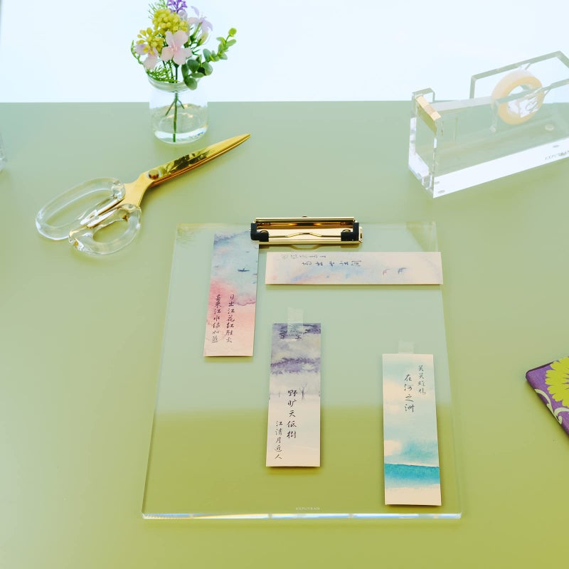 EXPUTRAN Clear Acrylic Clipboard with Gold Clip, Set 2-Pieces, Fits 9x12 inch - Letter Size Standard, Office, School and Home Supply - Image 4